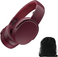 Skullcandy Crusher Wireless Over-The-Ear Headphones Bundle with GSR Premium Deluxe Carrying Pouch (Deep Red)