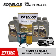 Isuzu Dmax / D-max 1.9L MUX 1.9L 2018 - Up Rotelos 5w-40 Fully Synthetic Change Oil Bundle 7L + O586