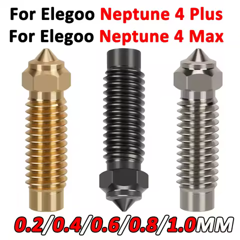 For Elegoo Neptune 4 Max/4 Plus Brass Copper Plated Hardened Steel Nozzle Upgraded Nozzle High Speed