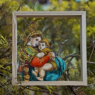Glass painting with solid wood frame Creative hand painting Acrylic glass picture frame DIY art pain