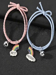 1 Par De Pulseras Lindas De Dibujos Animados Para Niñas Con Nubes De Arco Iris, Regalos De Joyería Infantil Para Uso Diario Y Para Compartir Con Amigas