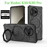 Casing For Redmi K80 K 80 Pro K80 Pro K80Pro 5G Shockproof Fashion Anti-drop Rotatable Metal Magneti