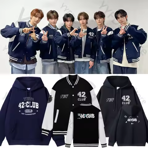 TWS Concert 42 CLUB Hoodies Kpop Fashion Letter Print TWS Same Fans Clothes Women Men Autumn Zipper 