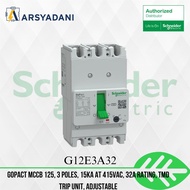 G12E3A32 - GoPact MBK 125, 3 polish, 15kA at 415VAC, 32A rating, TMD trip unit, adjustable - Schneid