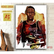MICHAEL JORDAN Walldecor American Basketball Player Sketch Photo Poster A3 Size Chicago Bulls