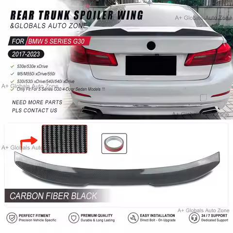 Carbon Fiber Black PSM Style Look Rear Trunk Spoiler Wing For BMW 5 Series G30 Sedan/4-Door Models 2