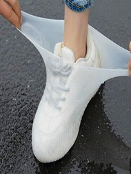1對防水防沙矽膠雨鞋套,適用於戶外旅行,中大尺寸適用於男女,男女款雨鞋套