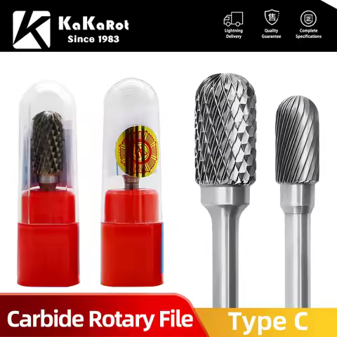 KaKarot 6mm Shank C Type C0616M06 C0820 Tungsten Carbide Rotary Files Burr Drill Bits CNC Engraving 
