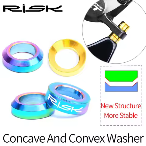 2pairs RISK Mountain BMX Bike Bicycle Titanium M6 Concave and Convex Washer Spacer For Disc Brake Ca