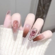 Autumn Italy Rose Wearing Nail Smudge Nail Patch Gradient Manicure Patch Metal Fake Nail Manicure Pa