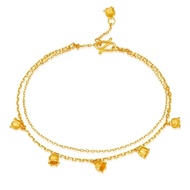 【Murah】916 Gold Plated Bell Flower Bracelet Double Layer Bell Orchid Women Gold Bracelets Plus Extension Chain