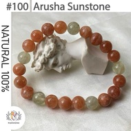 #100【Ready Stock 100% Natural Crystal Arusha Sunstone】Gelang 100% Krystal Asli Batu Cahaya Arusha; 1