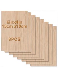 8入組未完成的木材,手工藝品用木板-6 X 4 X 1/12英寸-2毫米厚的平滑表面木板-未完成的方形木板適用於激光切割、木材烙印、建築模型、染色等