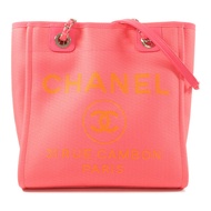 CHANEL 帆布Deauville PM Tote Bag鏈帶肩背袋