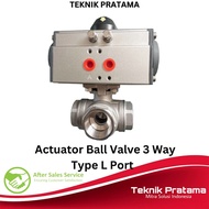 Actuator Ball Valve 3 Way Type L Port Double Acting Size 2 Inch