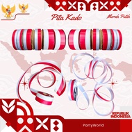 MERAH 1 Meter Red and White Gift Ribbon Size 2cm 2.5cm 3.8cm | Red and White Flag Ribbon 20mm 25mm 2