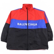 Excellent condition BALENCIAGA 534317 logo print oversized zip-up poplin track jacket in RED, black,