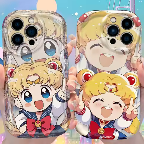 S-Sailors M-Moons Wave Case for iPhone 16 E 15 Pro Max 14 13 12 Mini 11 Pro Max XS X 8 7 Plus Silico