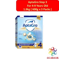 ♠💢RM98.90💢 After Coin Cashback Aptagro Step 4 For 4-9 Years Old 1.8kg ( 600g x 3 Packs )