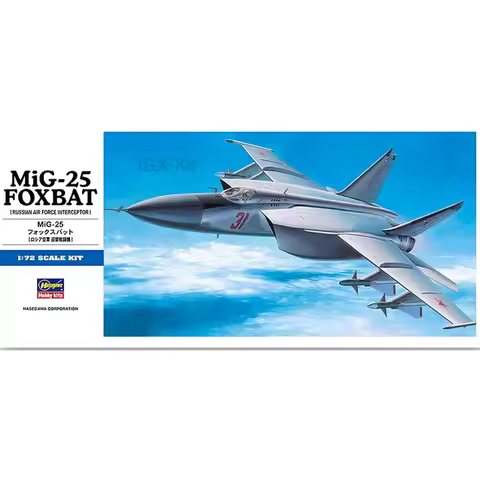 Hasegawa 00434 1/72 Scale Soviet MiG25 MiG-25 Foxbat Interceptor Fighter Aircraft Hobby Craft Plasti