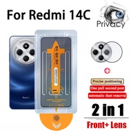 2 in 1 Redmi 14C Anti-Spy Privacy Film One-click Tempered Glass Screen Protector