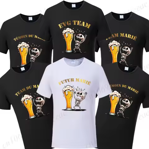 French Groom Squad Evg Team Best Man T Shirt Fashion Beer Graphic Y2k Tops Men's Single Farewell Wed