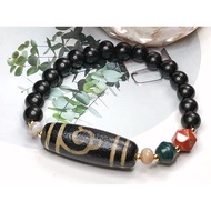 Tibetan Dzi Beads Green Tara Dzi Beads Tibetan Old Mine Green Tara Dzi Beads 38.5x13.6mm