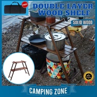 Outdoor Solid Wood Wooden Rack Foldable Rack Camping Rack Rak Lipat Rak Camping Double Layer Wooden 