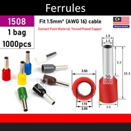 [1000pcs 1bag] E1508 Ferrules Ferrule Terminal Bootlace 0308 0508 7508 1008 1508 2508 4009 6012 10-1