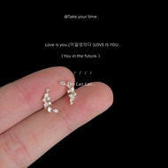 Mini Version Micro-Inlaid Zircon Wheat Ear Plated 14K Earrings Small Cute Fresh Earrings Individual 