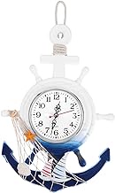 ORFOFE mediterranean style anchor clock beach wall clock Boat Anchor Hanging Clock Wall Clock Anchor Nautical Wall Clock Boat Anchor Clock luminous wall clock Alarm office Wooden LED