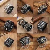 Punk Studded Bracelet Goth Bracelet Leather Rivets Spike Bracelet Cufdjustable Metal Wristband