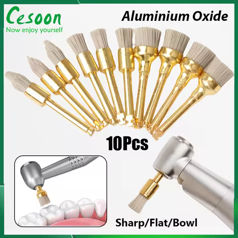 10Pcs/Set Dental Polishing Brush For Contra Angle Handpiece Aluminium Oxide Brushes Carbide Grinding