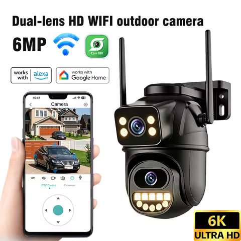 Dual Lens 6K Ultra Hd 2.4G Wifi Surveillance Camera 4X Digital Zoom Ai Human Detect Outdoor Ptz Ip S