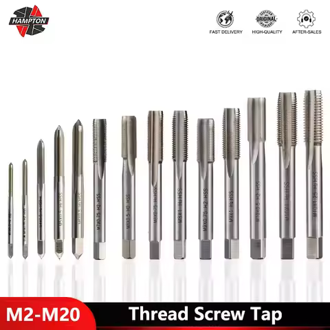 HAMPTON 1pc Right Hand Machine Plug Tap Metric Thread Screw Tap Drill M2-M20 HSS Metalworking Thread