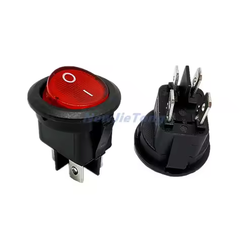 5pcs KCD1 224N Round Rocker Switch With Light 4Pins 6A 250V/10A 125VAC Boat Switch Snap-in SPST ON O