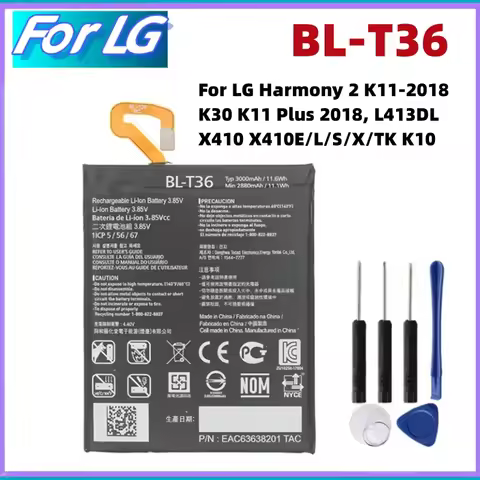 BL-T36 3000mAh Battery For LG Harmony 2 K11-2018 K30 K11 Plus 2018, L413DL X410 X410E/L/S/X/TK K10 2