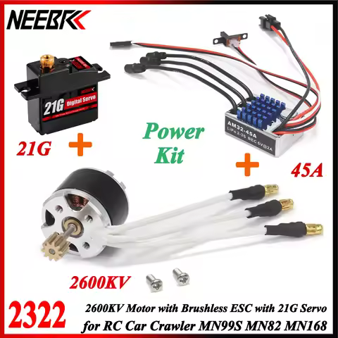 NEEBRC 2322 2600KV Outrunner Motor AM32 45A ESC 21g Servo for 1/12 RC Car Crawler Monster MN99S MN82