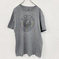 Used ZION short-sleeved Bob Marley reggae print T-shirt, gray, size XL