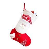 ชุดการตกแต่งคริสต์มาสถักของตกแต่งต้นคริสต์มาสรองเท้าบูทขนาดใหญ่1ชิ้น/48ซม. ถุงเท้าคริสมาสต์ซานตาคลอสมนุษย์หิมะถุงขนม