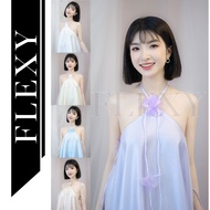 Pastel-neck maxi Dress With Flower Flying Flower Straps - Silk Silk Silk Chiffon Material, Summer Dress - FLEXY Design