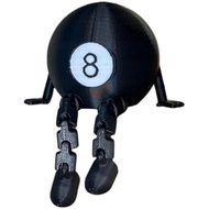 8 Ball Buddy, 8 Ball Figurine with Articulated Legs, Black Pool Ball Desk Decor, Billiards Themed Sh