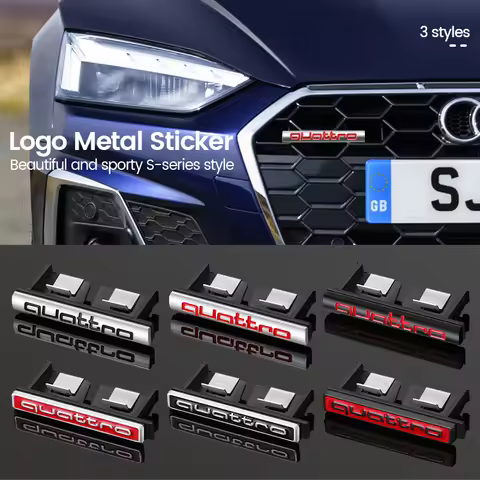 6 colors Metal Quattro Logo Front Grill Badge Emblem Sticker Decals for Audi A3 A4 A5 A6 A7 A8 S3 S4