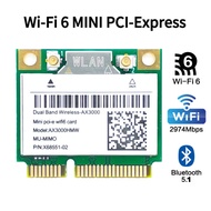 Wi-Fi 6 AX3000HMW 3000Mbps Bluetooth 5.1 Half Mini PCI-E เครือข่าย Wlan การ์ด WIFI ไร้สาย802 11ax /A