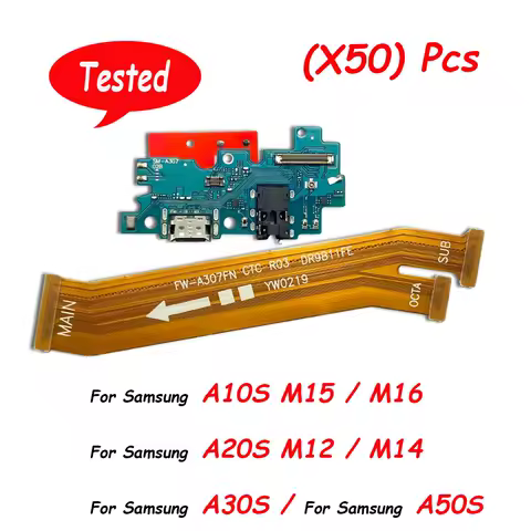 50Pcs，USB Fast Charging Charger Main Motherboard Flex Cable For Samsung A10S M15 M16 A20S M12 M14 A3
