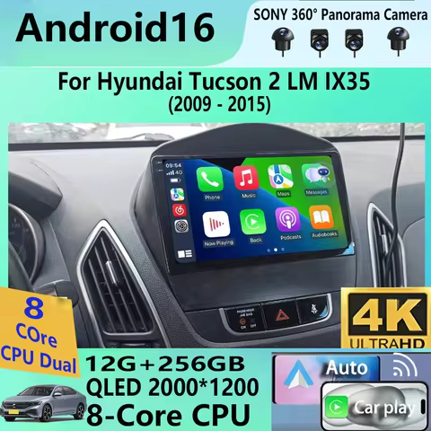 Android16 Carplay WIFI+4G For Hyundai Tucson 2 LM IX35 2009 2010 2011 2012 2013 2014 2015 Car Radio 