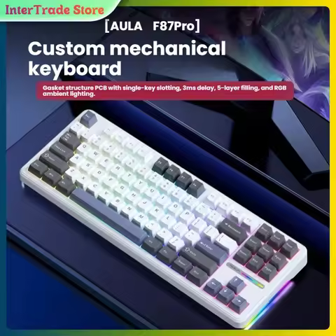 AULA F87 Pro 87 Key Mechanical Keyboard 2.4G USB Bluetooth Tri Mode Wireless RGB PBT Gasket Mount Pr
