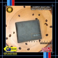 Men's Wallet Genuine Leather Vintage Crazy Horse Garut Original Branded 100% Thick Branded Kickers Extra Card Slot Zipper Import