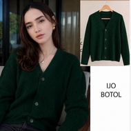 Rib knit sweater Cardigan Wanita