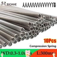 ZICHUE 10Pcs Compression Spring, Y-type 65Mn Spring Steel Long Coil Spring,  0.3 0.4 0.5 0.6 0.7 0.8